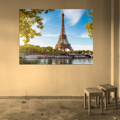 Paris France Eiffel Tower Seine Wall Art Print Poster