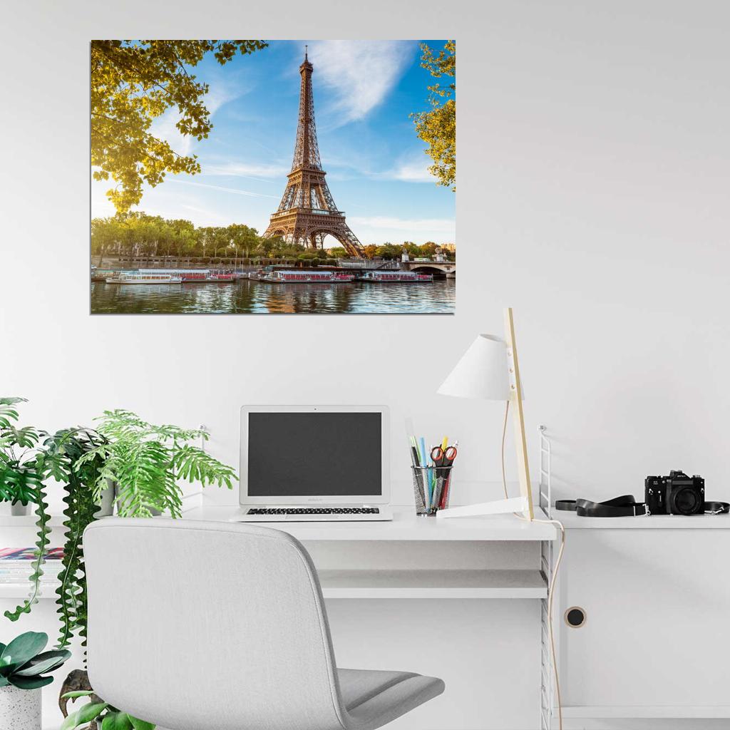 Paris France Eiffel Tower Seine Wall Art Print Poster