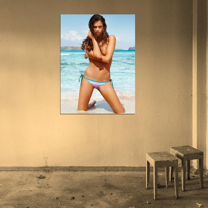 Sara Sampaio Sexy Topless Hot Ocean Beach Model Wall Art Print Poster