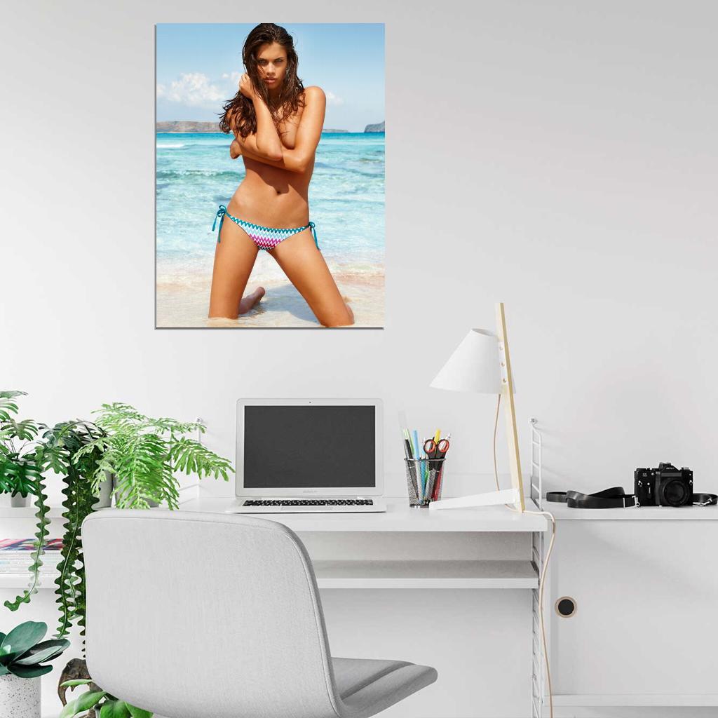 Sara Sampaio Sexy Topless Hot Ocean Beach Model Wall Art Print Poster