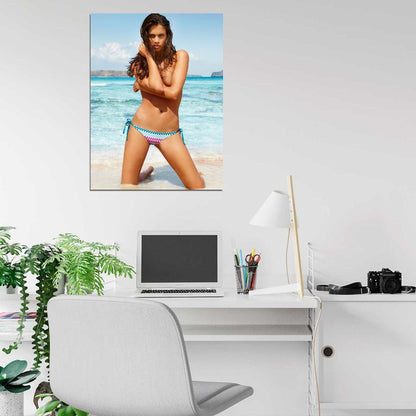 Sara Sampaio Sexy Topless Hot Ocean Beach Model Wall Art Print Poster