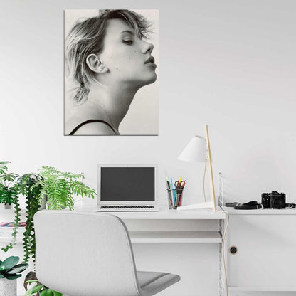Scarlett Johansson Hot Portrait BW Actress Wall Art Print Poster