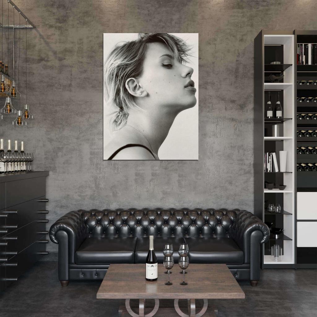 Scarlett Johansson Hot Portrait BW Actress Wall Art Print Poster