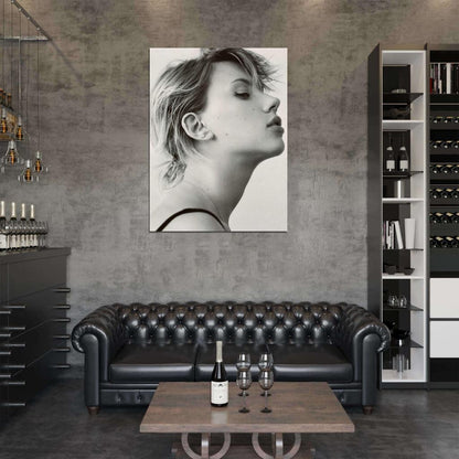 Scarlett Johansson Hot Portrait BW Actress Wall Art Print Poster