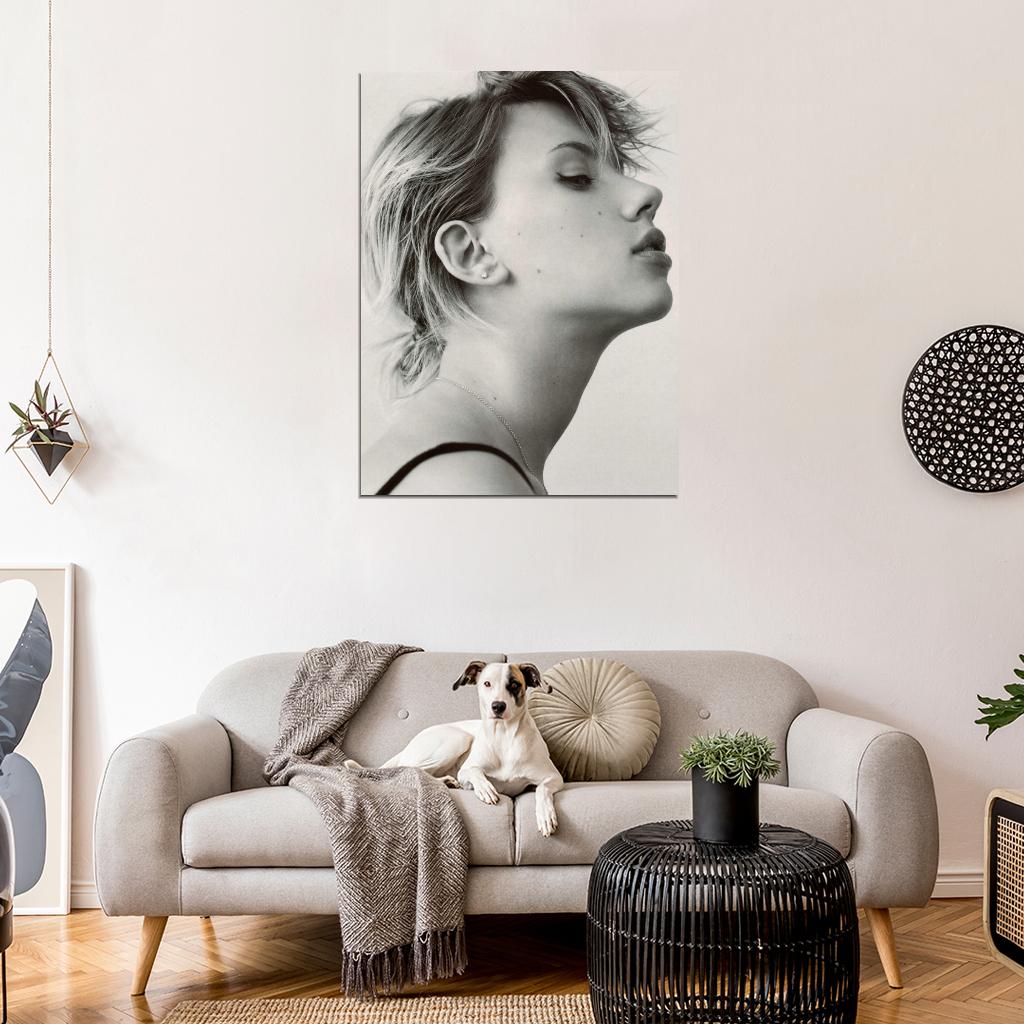 Scarlett Johansson Hot Portrait BW Actress Wall Art Print Poster