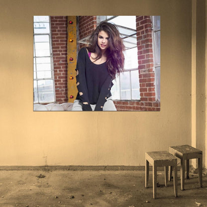 Selena Gomez Beautiful Hair Pop Music Singer Wall Art Print Poster