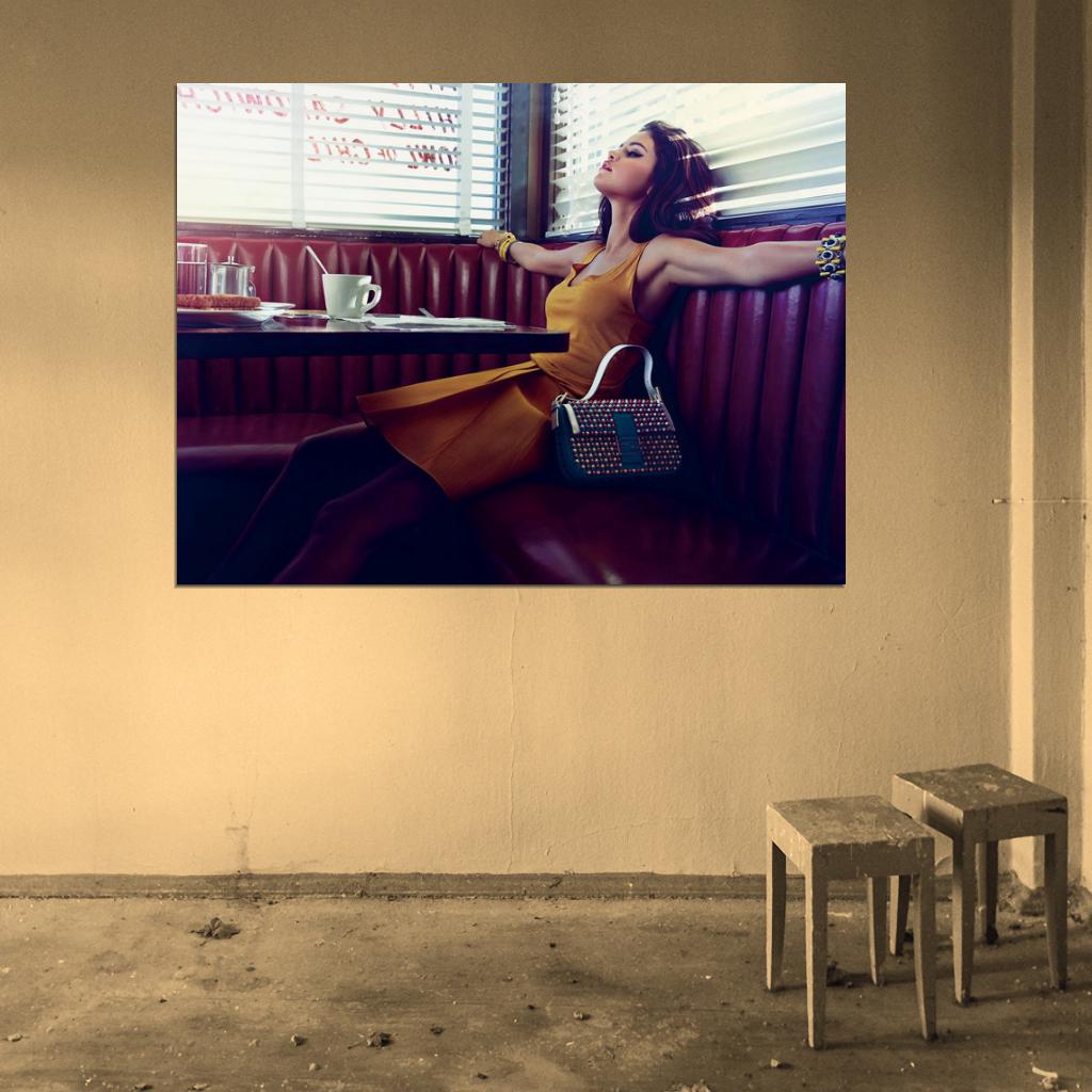 Selena Gomez Style Dress Bag Pop Music Singer Wall Art Print Poster