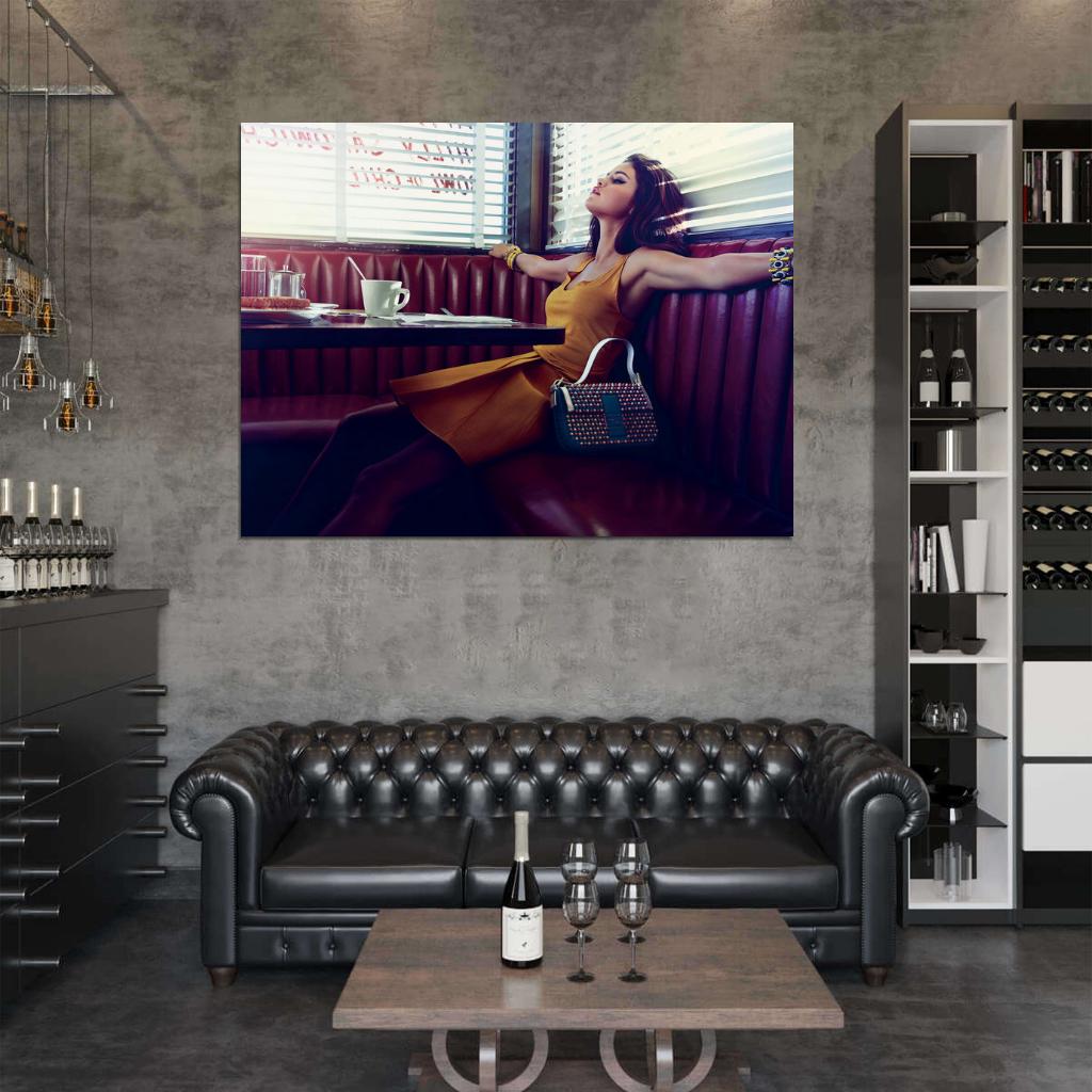 Selena Gomez Style Dress Bag Pop Music Singer Wall Art Print Poster