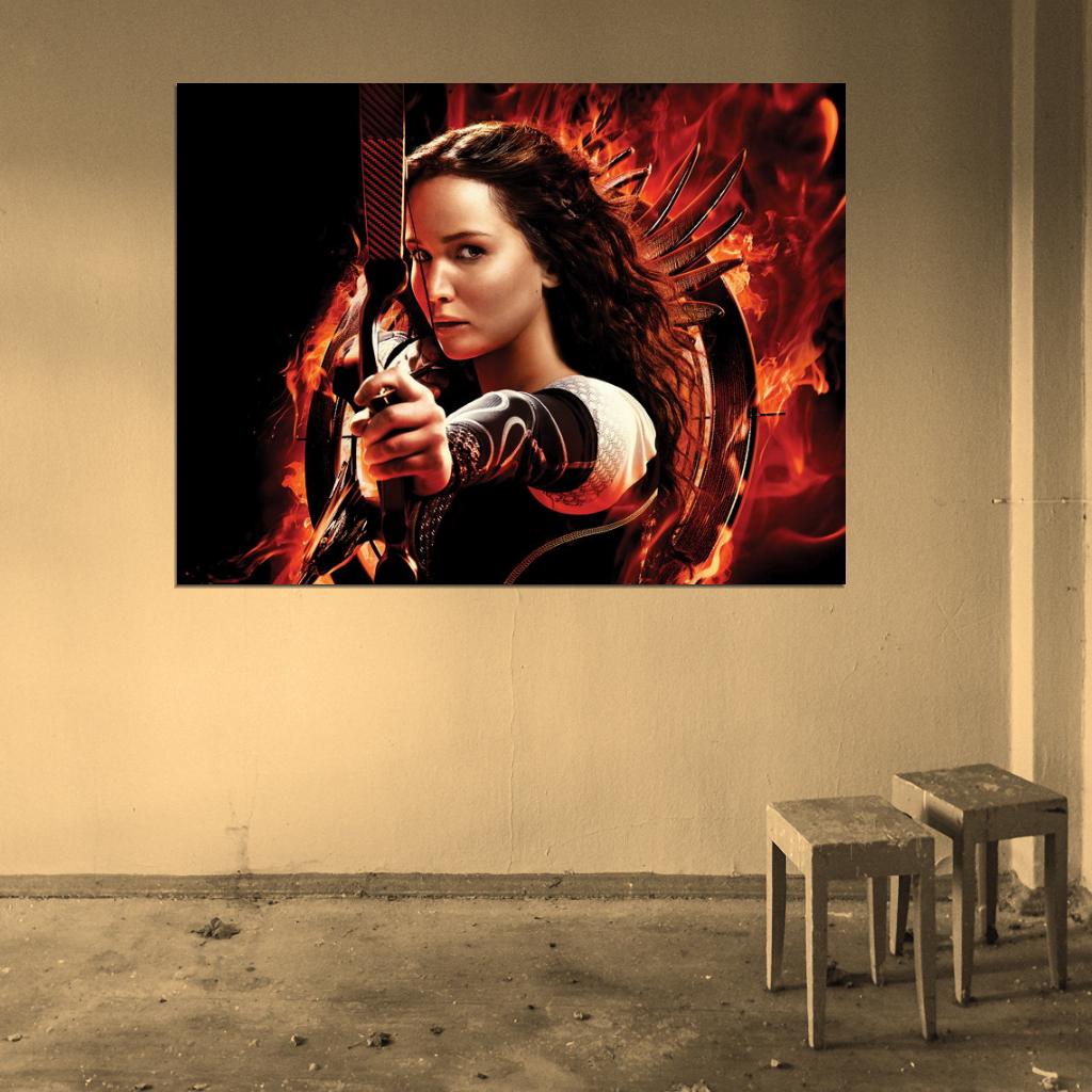The Hunger Games Catching Fire Katniss Everdeen Jennifer Lawrence Bow Movie 2013 Wall Art Print Poster