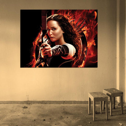 The Hunger Games Catching Fire Katniss Everdeen Jennifer Lawrence Bow Movie 2013 Wall Art Print Poster