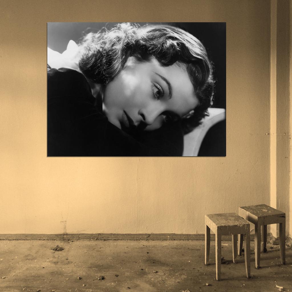 Vivien Leigh Portrait Retro Classic Actress BW Wall Art Print Poster