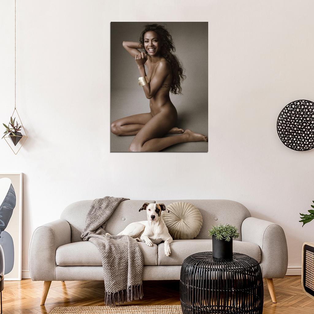 Zoe Saldana Smile Sexy Nude Hot Naked Actress Wall Art Print Poster