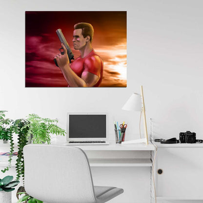 Arnold Schwarzenegger Gun Movie Actor Art Wall Art Print Poster
