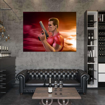 Arnold Schwarzenegger Gun Movie Actor Art Wall Art Print Poster