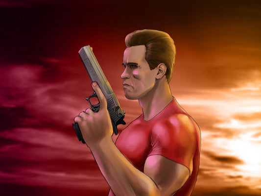 Arnold Schwarzenegger Gun Movie Actor Art Wall Art Print Poster