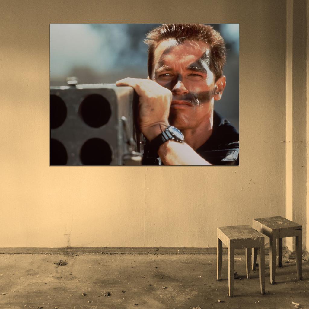 Arnold Schwarzenegger Rocket Launcher Commando Movie Actor Wall Art Print Poster
