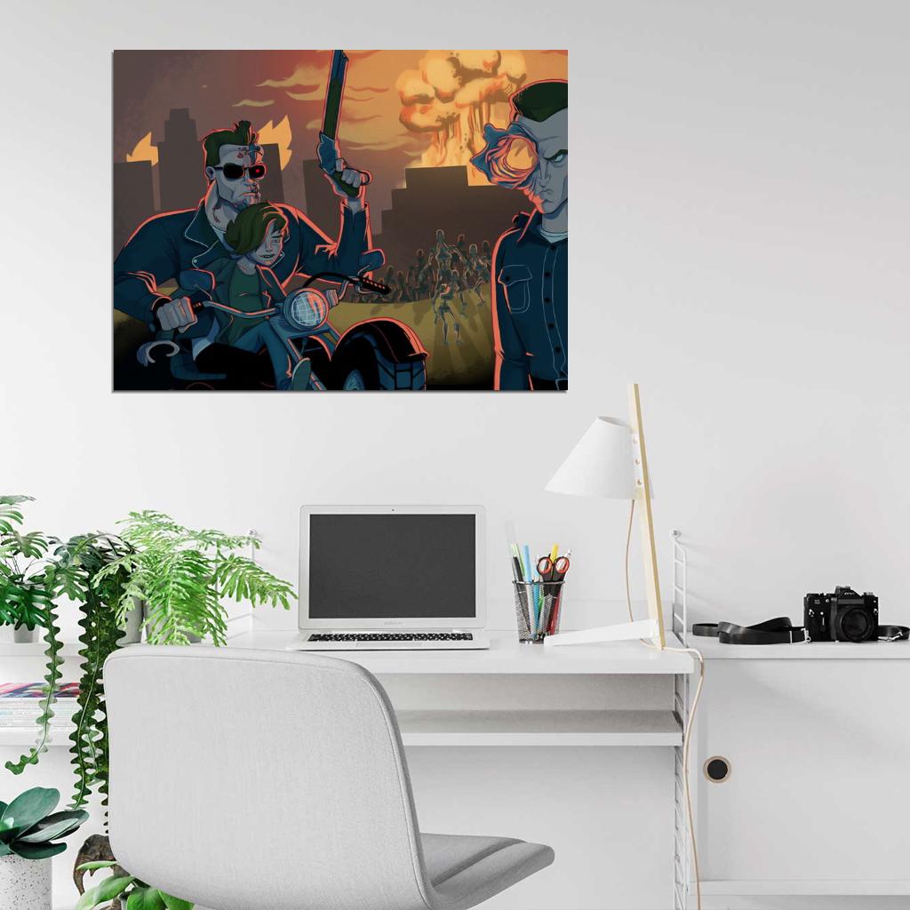Terminator 2 Judgment Day Art Arnold Schwarzenegger Robert Patrick Movie Wall Art Print Poster