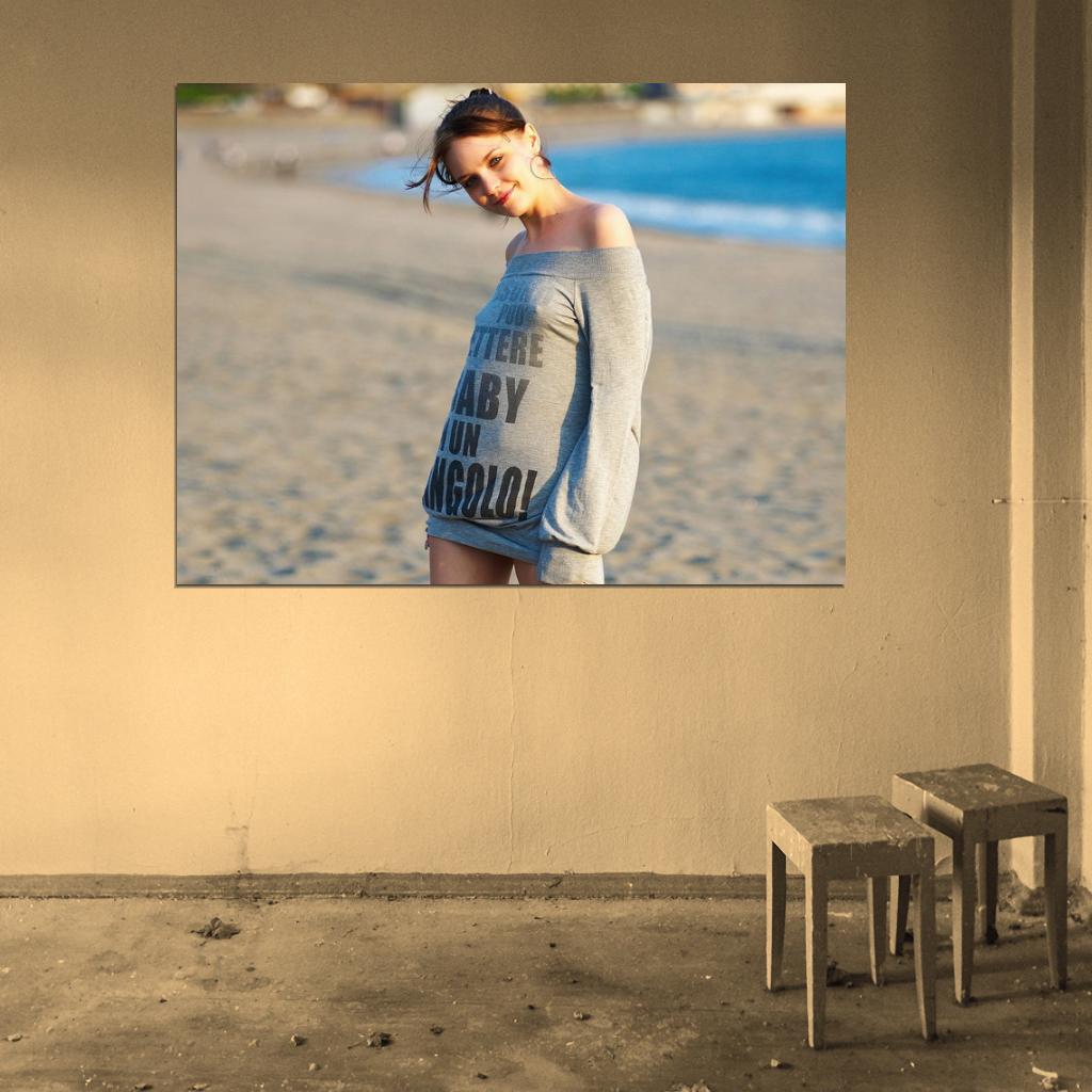 Amelie Hot Model Sexy Girl Cute Babe Beach Wall Art Print Poster
