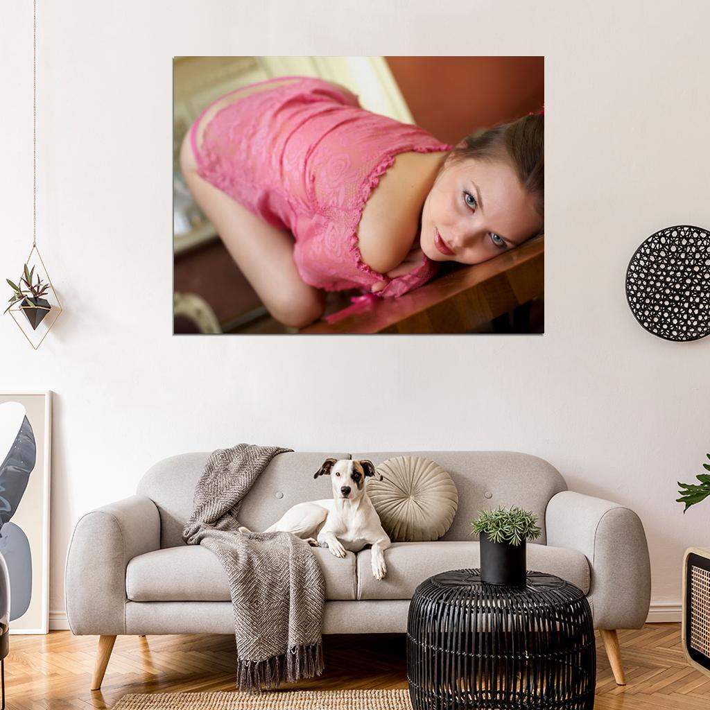 Amelie Hot Model Sexy Girl Cute Babe Pink Panties Wall Art Print Poster