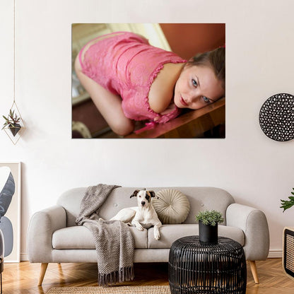 Amelie Hot Model Sexy Girl Cute Babe Pink Panties Wall Art Print Poster