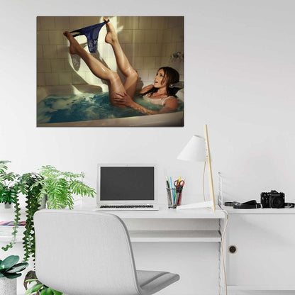 Carly Craig Hot Actress Model Sexy Panties Wet Bath Wall Art Print Poster