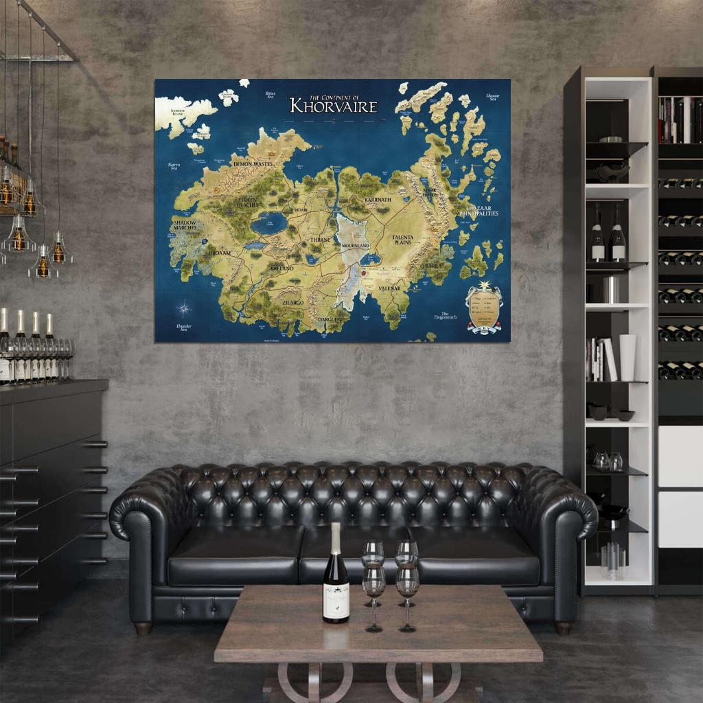D&D Eberron Map Khorvaire Fantasy Art Dungeons & Dragons Wall Art Print Poster