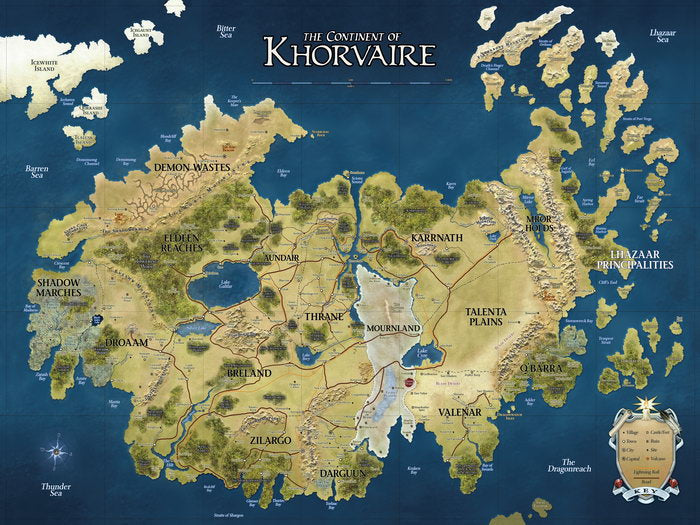 D&D Eberron Map Khorvaire Fantasy Art Dungeons & Dragons Wall Art Print Poster