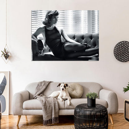 Emma Watson Hot Actress Sexy Dress Legs BW Wall Art Print Poster