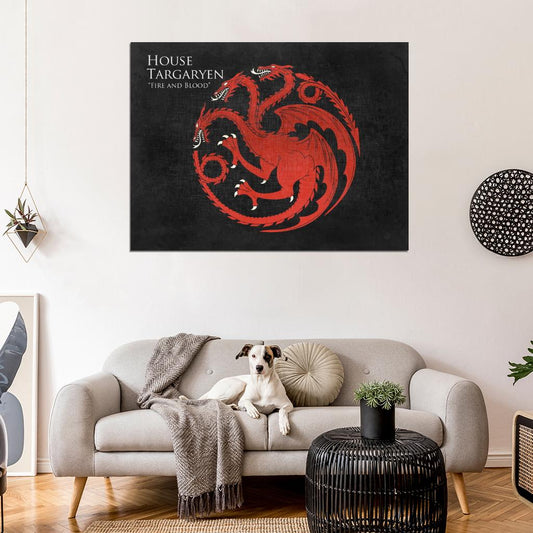 House Targaryen Logo Sigil Coat of Arms Game of Thrones Wall Art Print Poster
