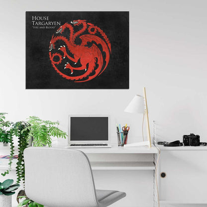 House Targaryen Logo Sigil Coat of Arms Game of Thrones Wall Art Print Poster