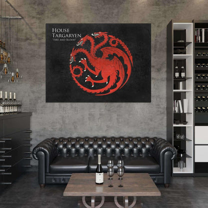 House Targaryen Logo Sigil Coat of Arms Game of Thrones Wall Art Print Poster