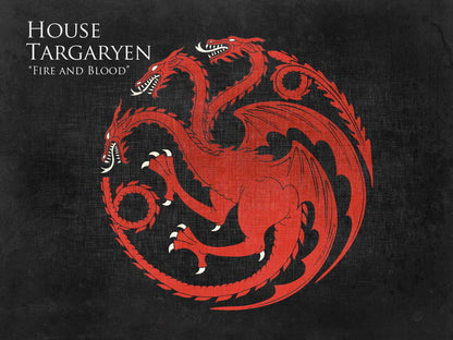 House Targaryen Logo Sigil Coat of Arms Game of Thrones Wall Art Print Poster