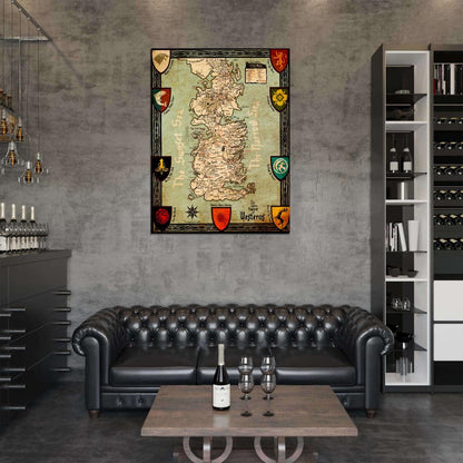 Seven Kingdoms of Westeros Map Game of Thrones Wall Art Print Poster