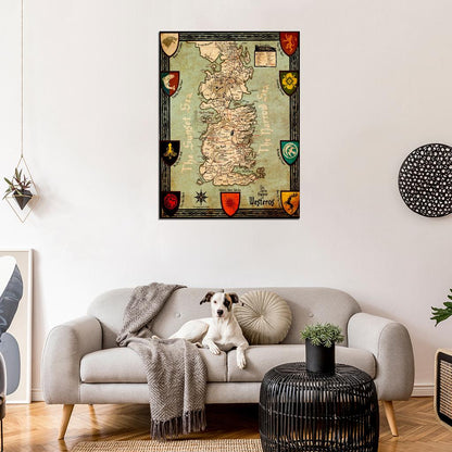 Seven Kingdoms of Westeros Map Game of Thrones Wall Art Print Poster