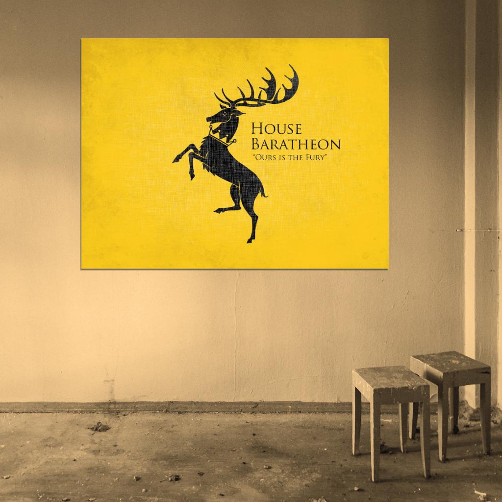 House Baratheon Logo Sigil Coat of Arms Game of Thrones Wall Art Print Poster