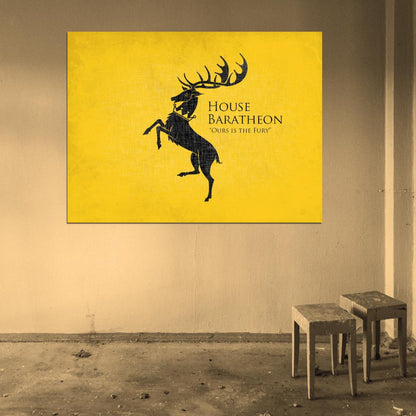House Baratheon Logo Sigil Coat of Arms Game of Thrones Wall Art Print Poster
