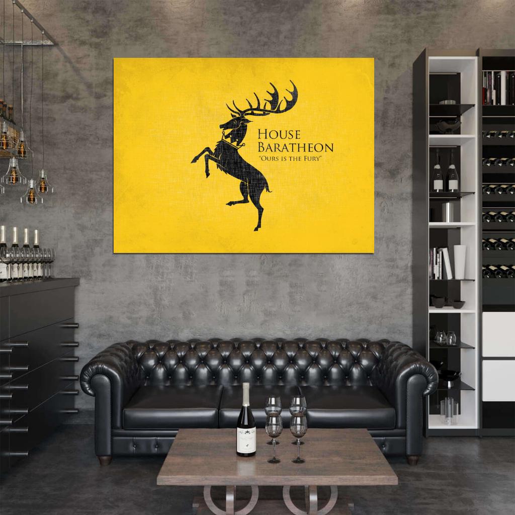 House Baratheon Logo Sigil Coat of Arms Game of Thrones Wall Art Print Poster