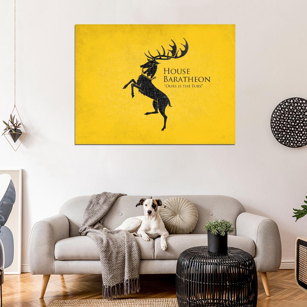 House Baratheon Logo Sigil Coat of Arms Game of Thrones Wall Art Print Poster