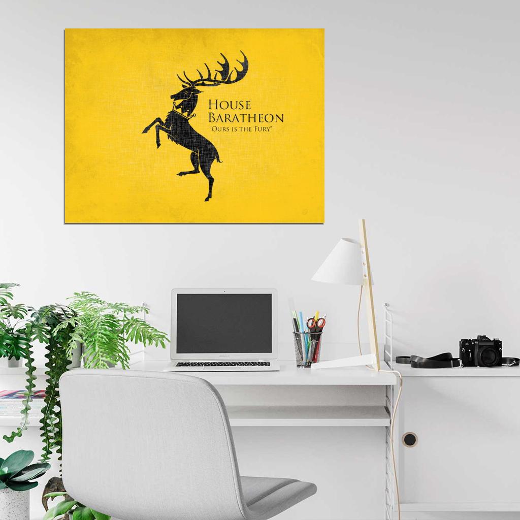 House Baratheon Logo Sigil Coat of Arms Game of Thrones Wall Art Print Poster