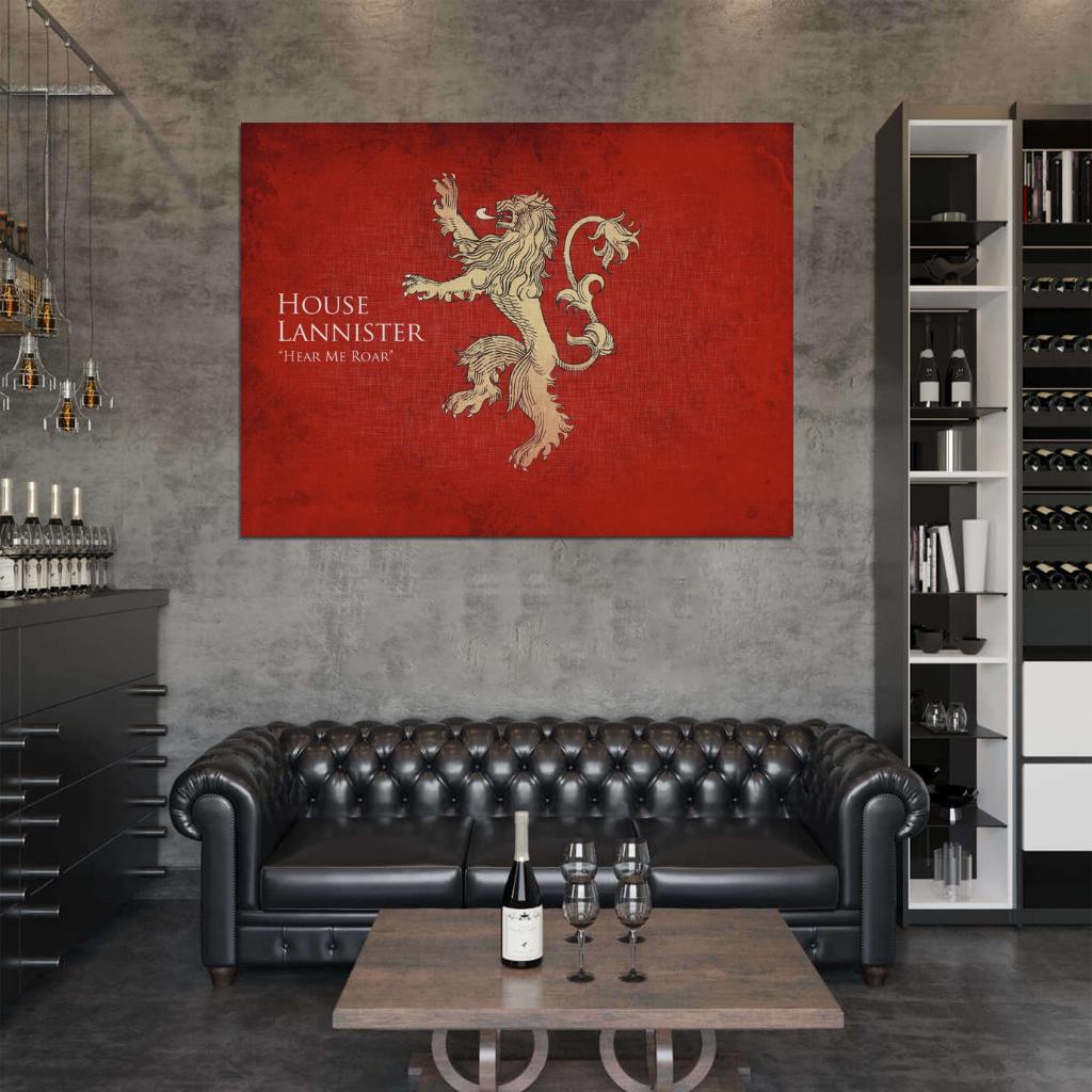 House Lannister Logo Sigil Coat of Arms Game of Thrones Wall Art Print Poster