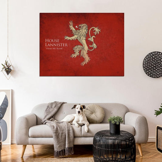 House Lannister Logo Sigil Coat of Arms Game of Thrones Wall Art Print Poster