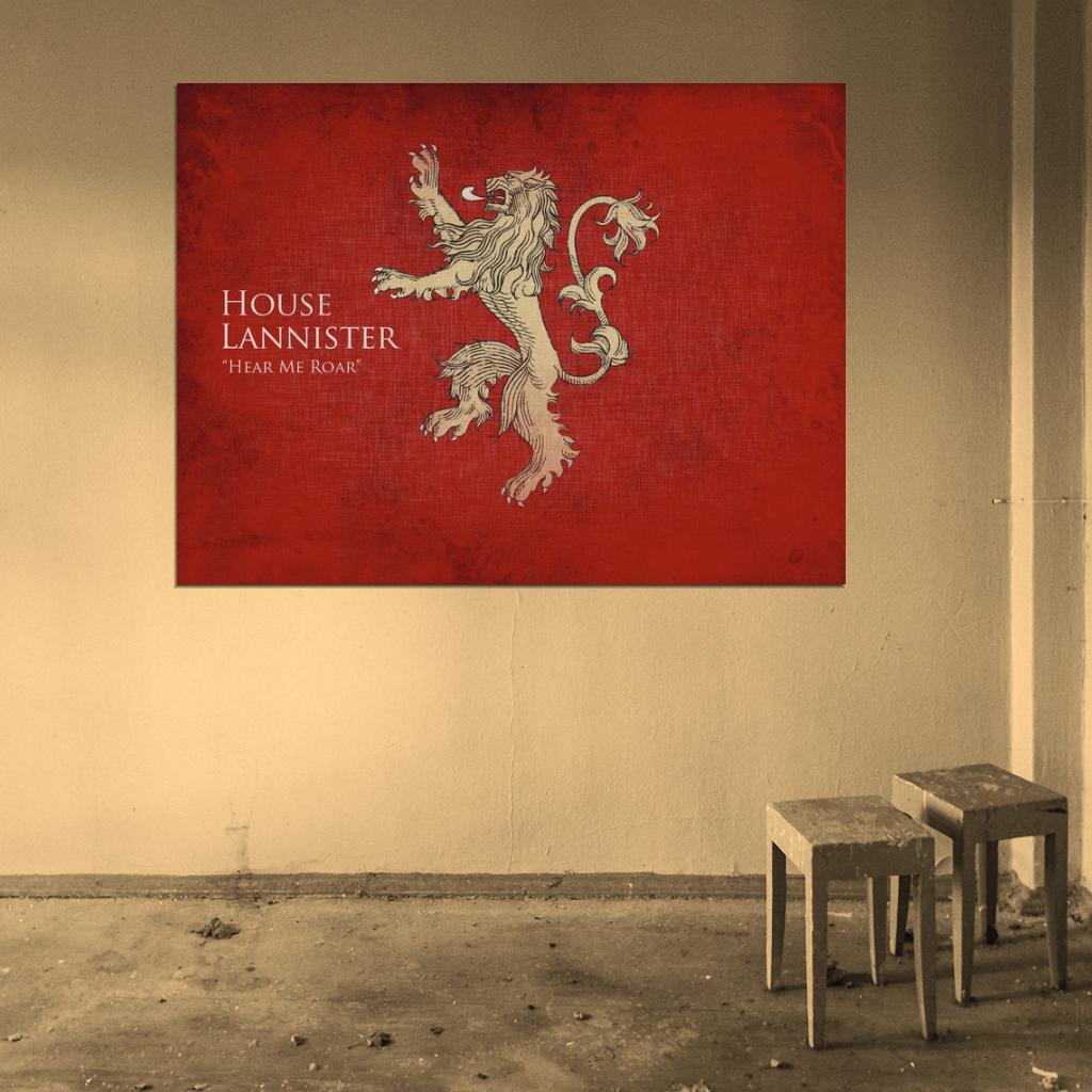 House Lannister Logo Sigil Coat of Arms Game of Thrones Wall Art Print Poster