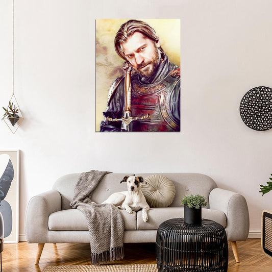 Jaime Lannister Portrait Art Painting Beard Sword Song of Ice and Fire Game of Thrones Wall Art Print Poster