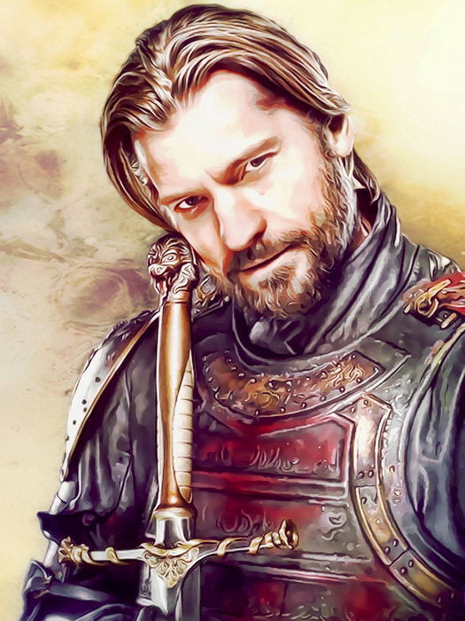 Jaime Lannister Portrait Art Painting Beard Sword Song of Ice and Fire Game of Thrones Wall Art Print Poster