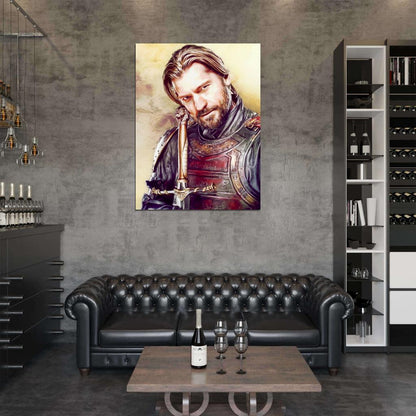 Jaime Lannister Portrait Art Painting Beard Sword Song of Ice and Fire Game of Thrones Wall Art Print Poster