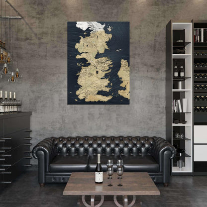 Seven Kingdoms of Westeros Map Song of Ice and Fire Game of Thrones Wall Art Print Poster