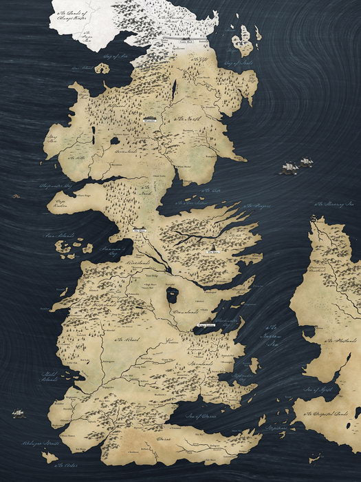 Seven Kingdoms of Westeros Map Song of Ice and Fire Game of Thrones Wall Art Print Poster