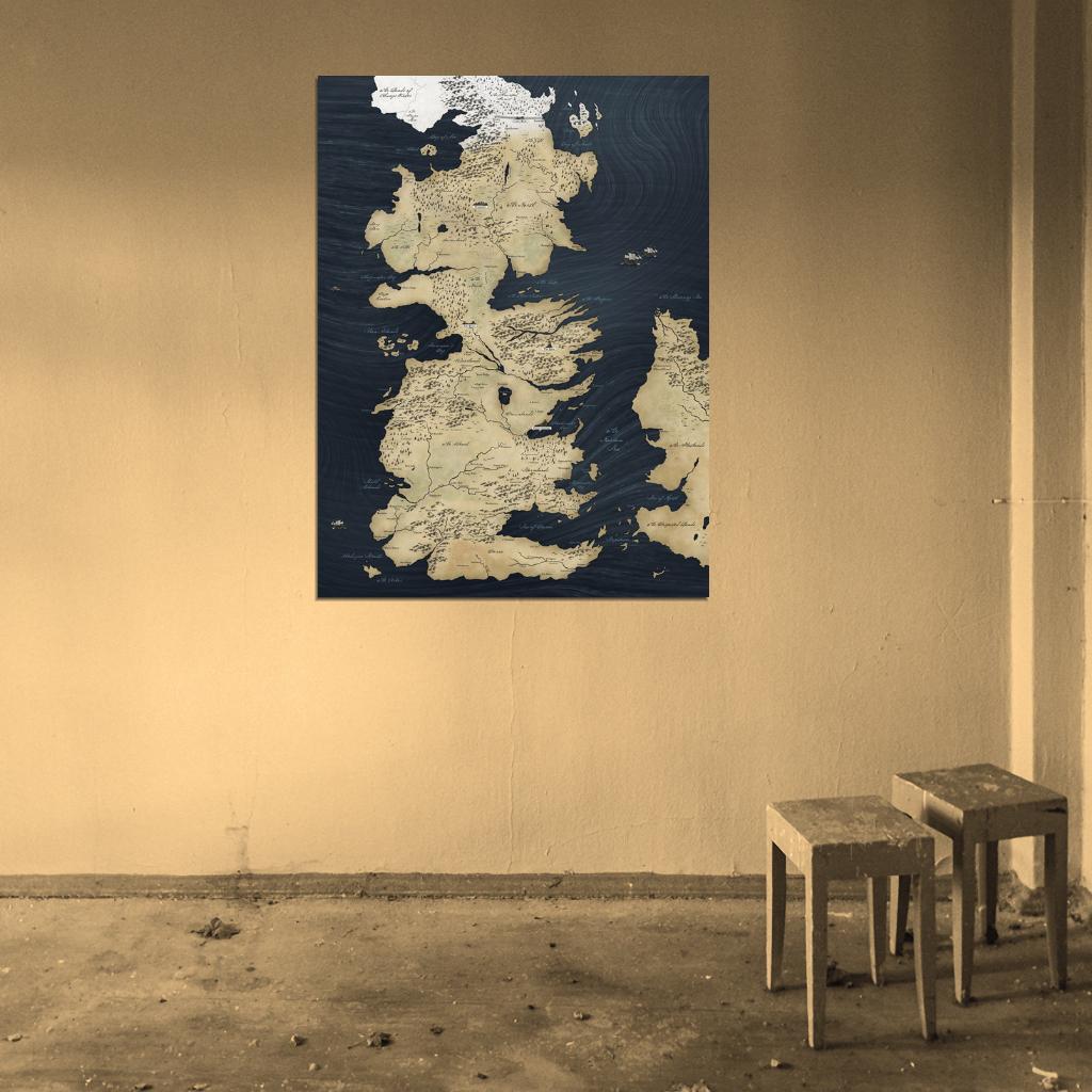 Seven Kingdoms of Westeros Map Song of Ice and Fire Game of Thrones Wall Art Print Poster