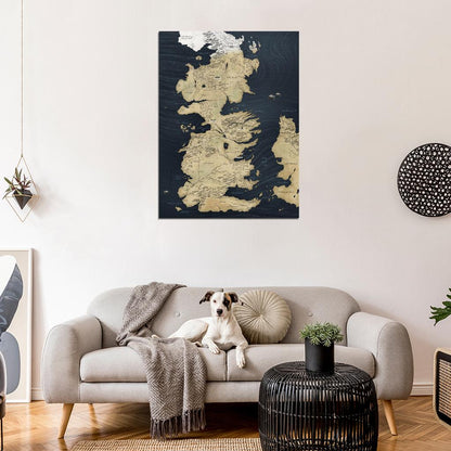 Seven Kingdoms of Westeros Map Song of Ice and Fire Game of Thrones Wall Art Print Poster