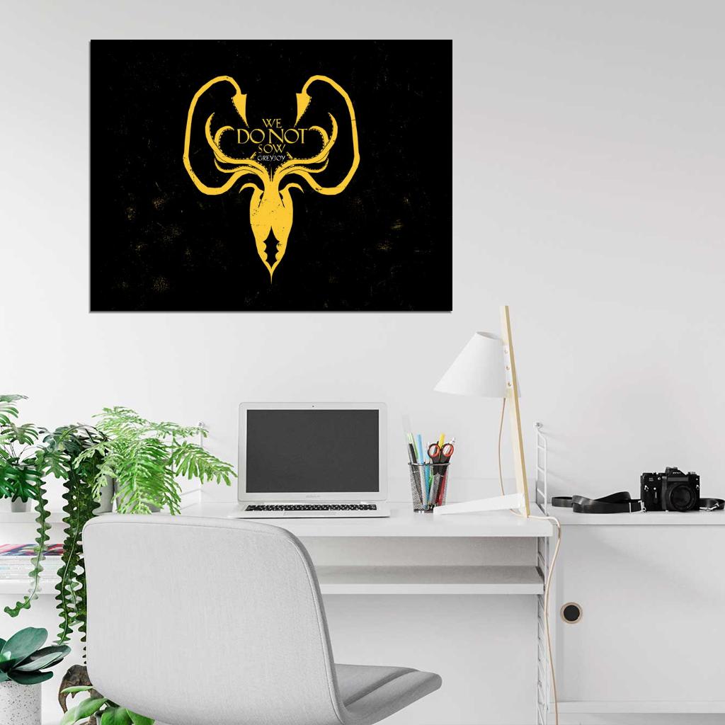House Greyjoy of Pyke Logo Sigil Coat of Arms Game of Thrones Wall Art Print Poster